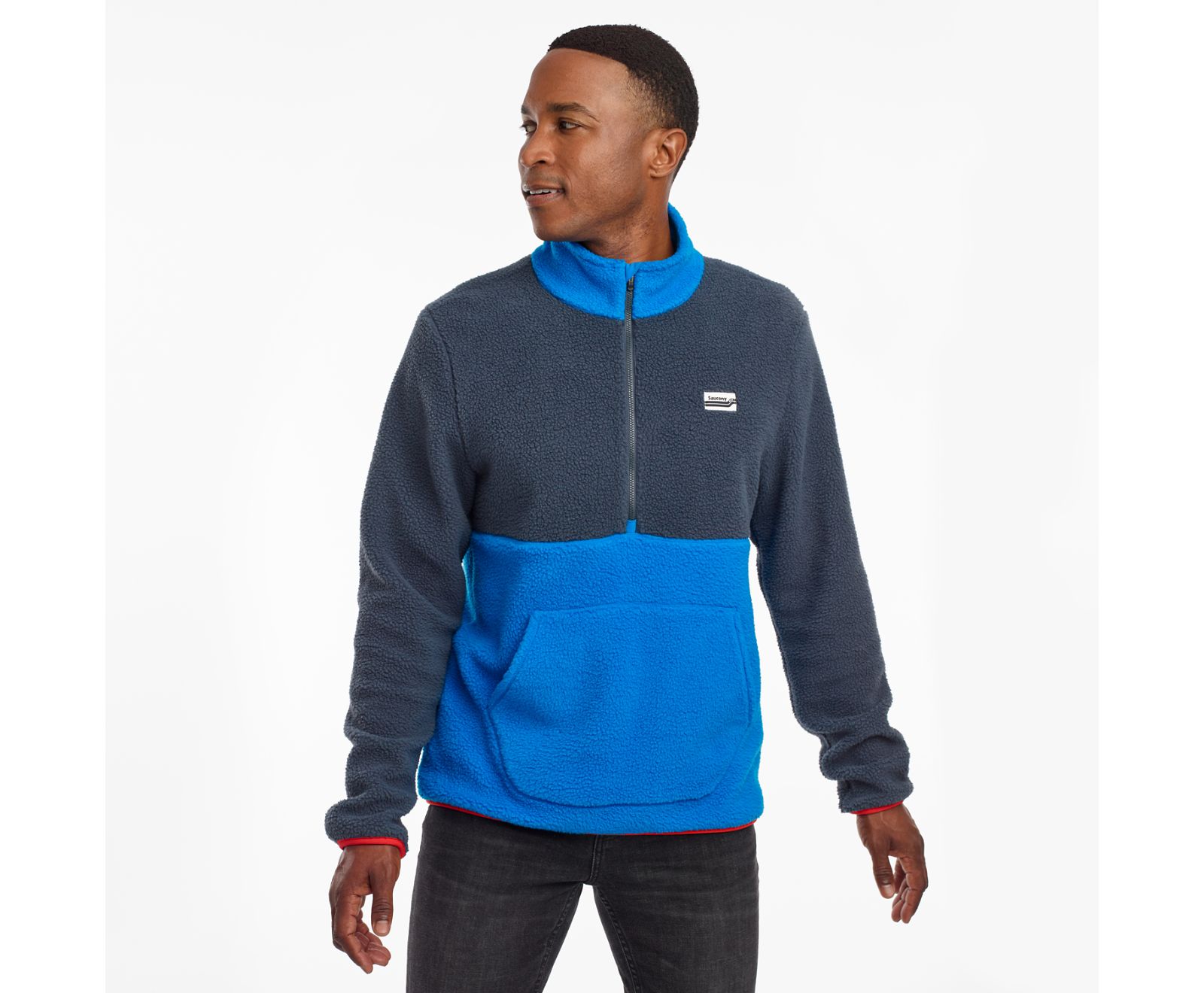 Saucony Fireside Fleece Anorak Men's Jackets Blue | AU 673VRWD